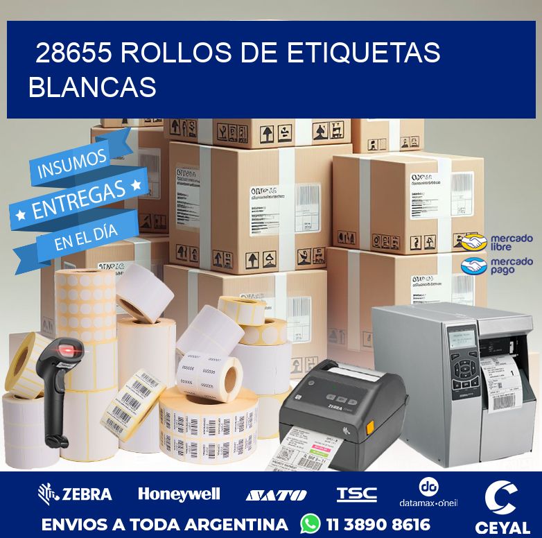 28655 ROLLOS DE ETIQUETAS BLANCAS