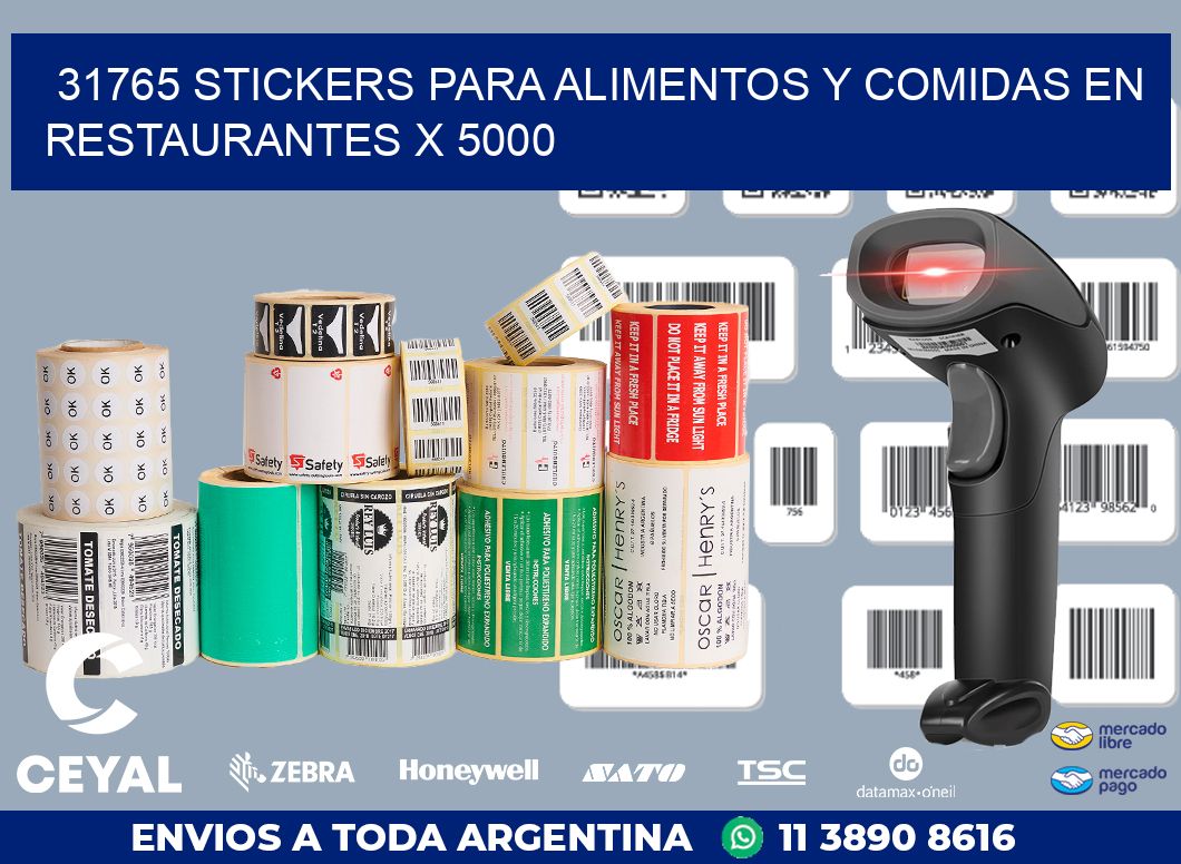 31765 STICKERS PARA ALIMENTOS Y COMIDAS EN RESTAURANTES X 5000