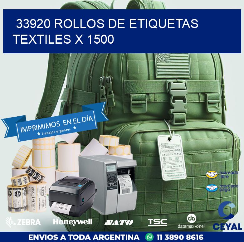 33920 ROLLOS DE ETIQUETAS TEXTILES X 1500