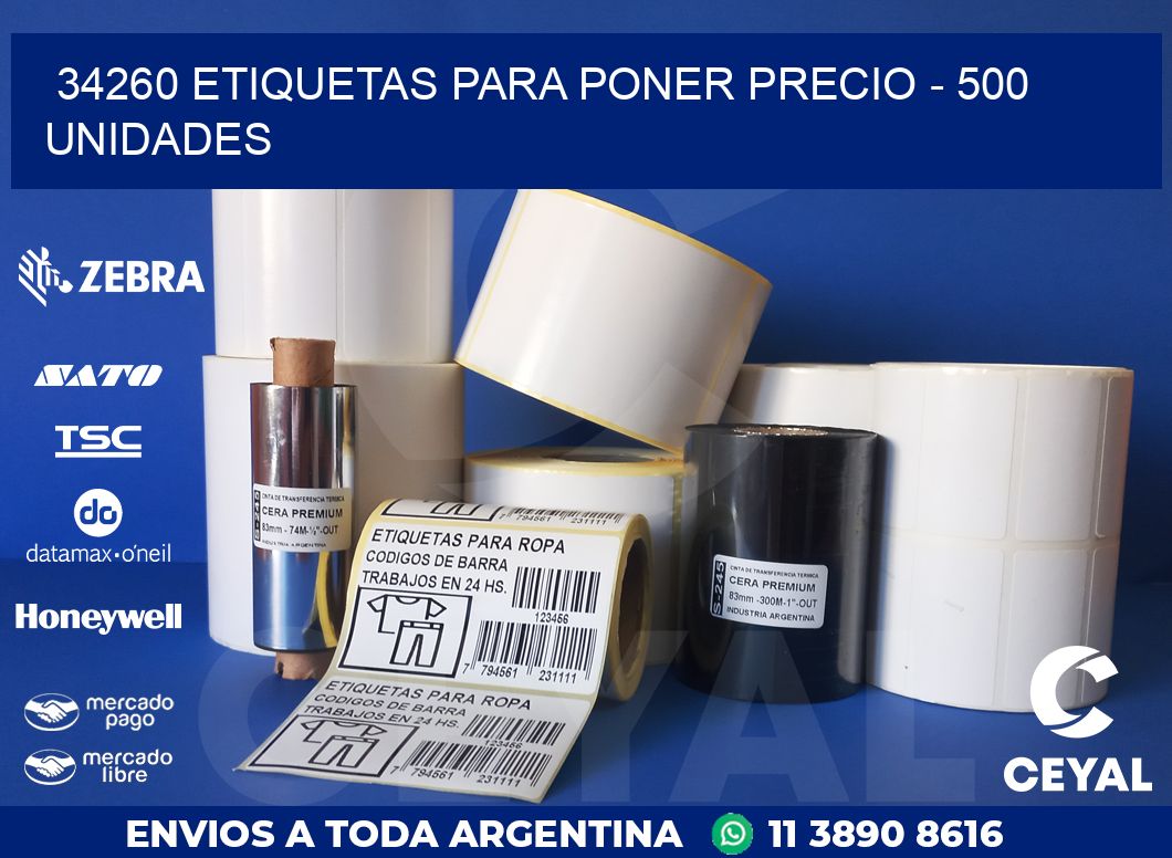 34260 ETIQUETAS PARA PONER PRECIO - 500 UNIDADES