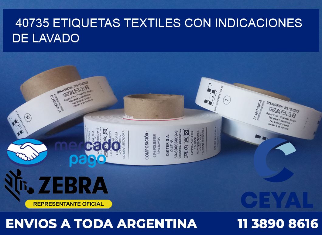 40735 ETIQUETAS TEXTILES CON INDICACIONES DE LAVADO