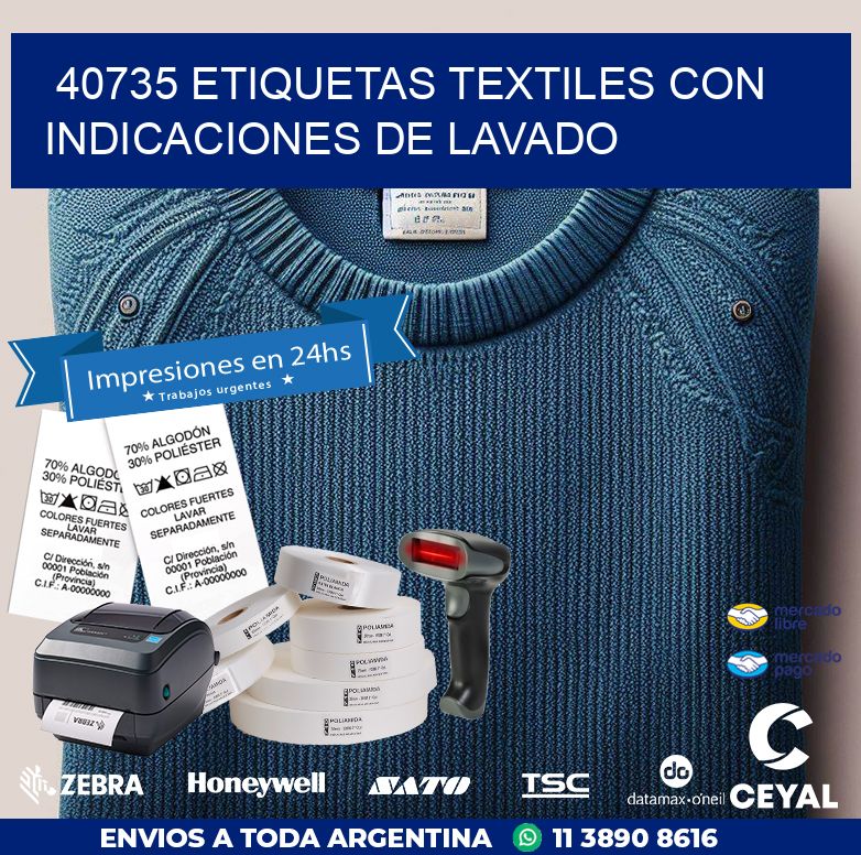 40735 ETIQUETAS TEXTILES CON INDICACIONES DE LAVADO