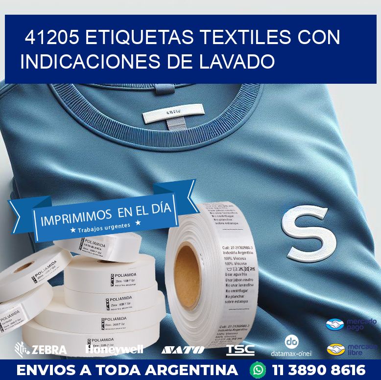 41205 ETIQUETAS TEXTILES CON INDICACIONES DE LAVADO