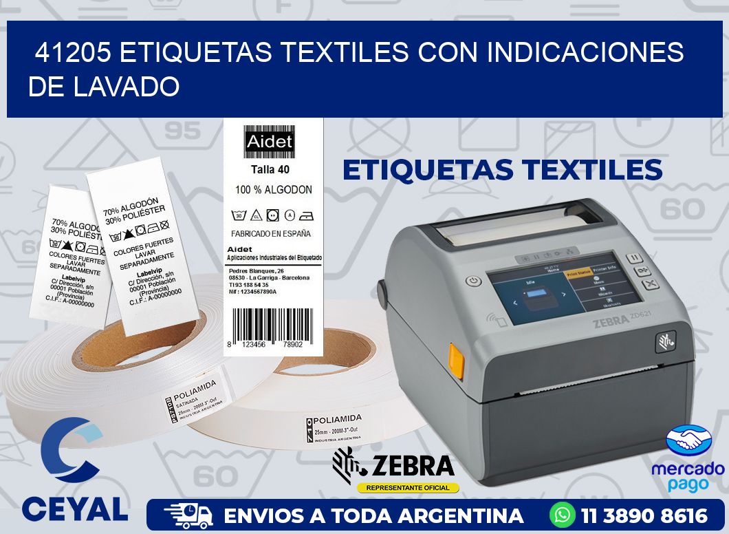 41205 ETIQUETAS TEXTILES CON INDICACIONES DE LAVADO