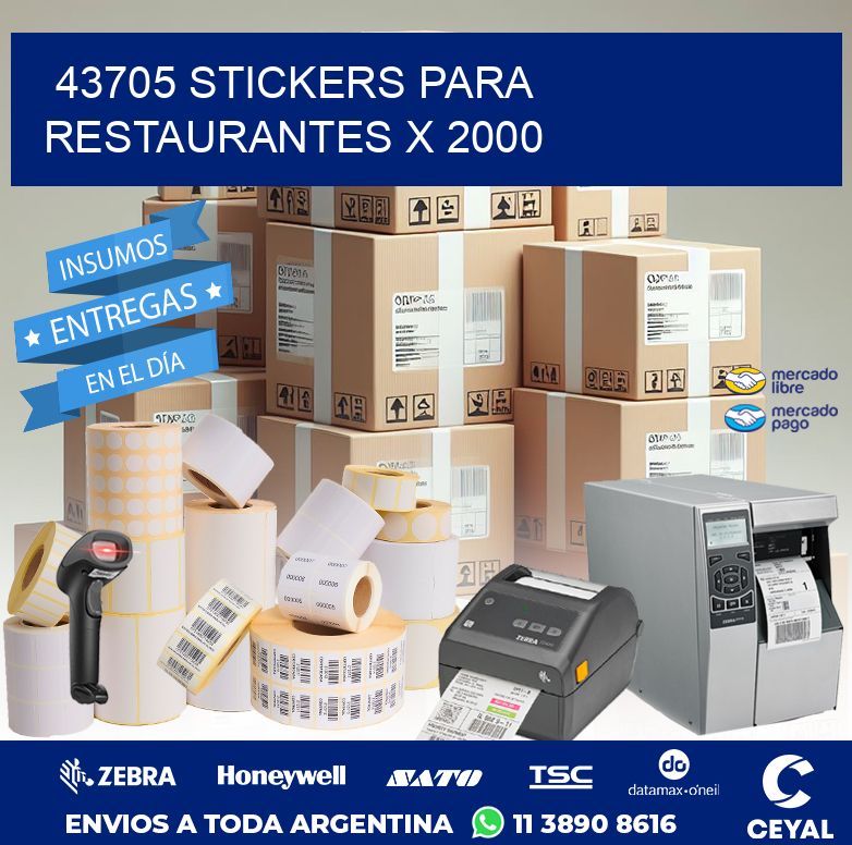 43705 STICKERS PARA RESTAURANTES X 2000