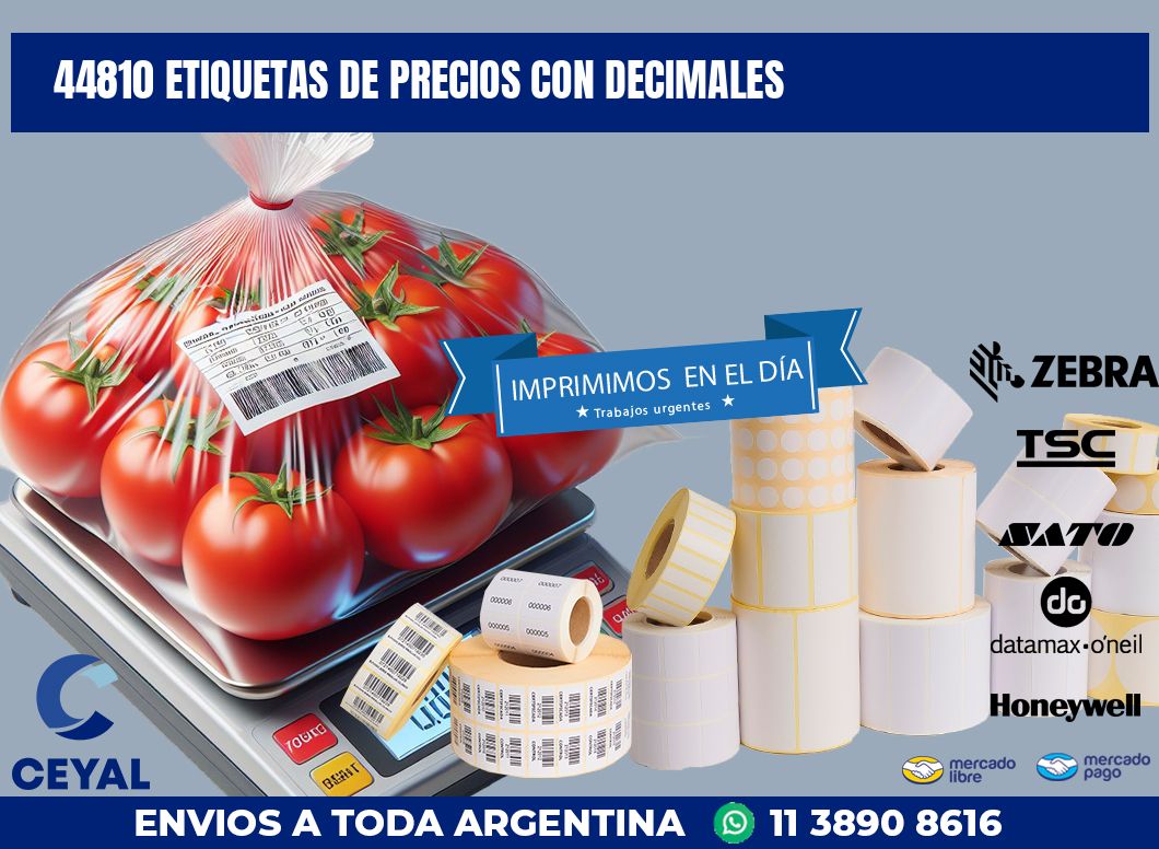 44810 ETIQUETAS DE PRECIOS CON DECIMALES