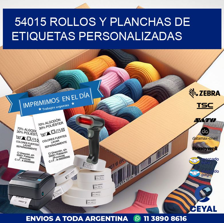 54015 ROLLOS Y PLANCHAS DE ETIQUETAS PERSONALIZADAS