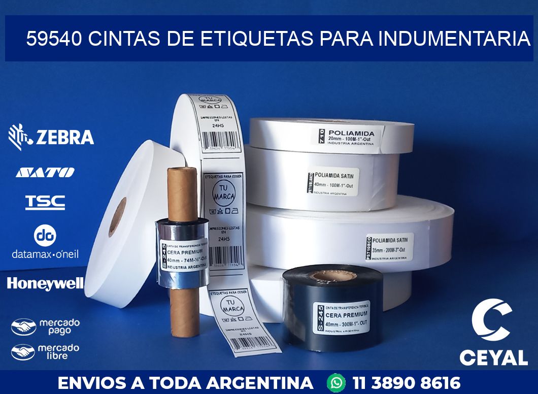 59540 CINTAS DE ETIQUETAS PARA INDUMENTARIA