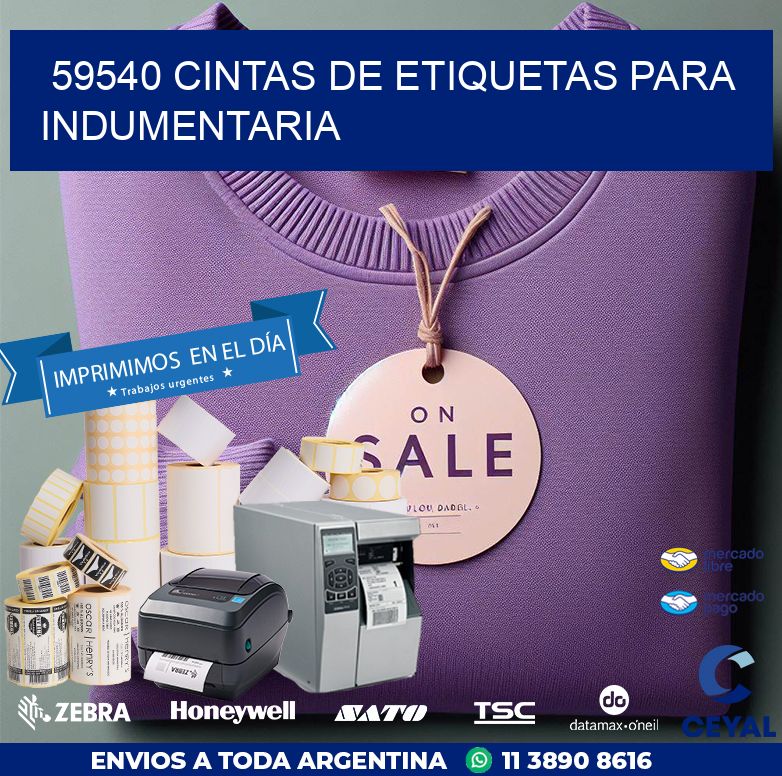 59540 CINTAS DE ETIQUETAS PARA INDUMENTARIA