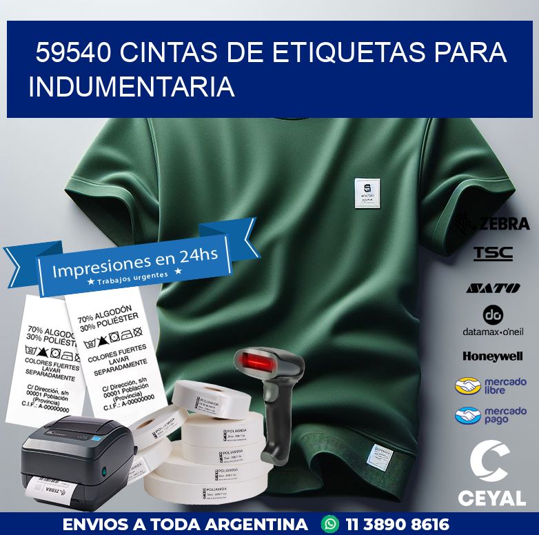 59540 CINTAS DE ETIQUETAS PARA INDUMENTARIA