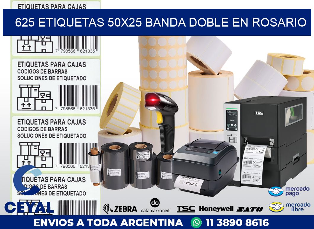 625 ETIQUETAS 50X25 BANDA DOBLE EN ROSARIO