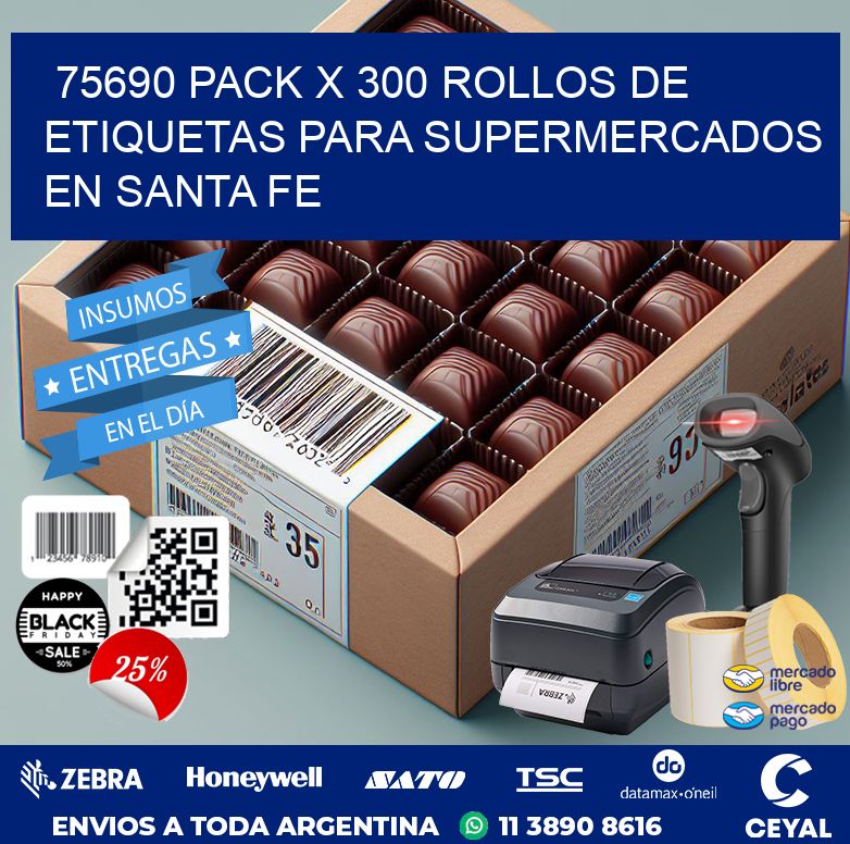 75690 PACK X 300 ROLLOS DE ETIQUETAS PARA SUPERMERCADOS EN SANTA FE