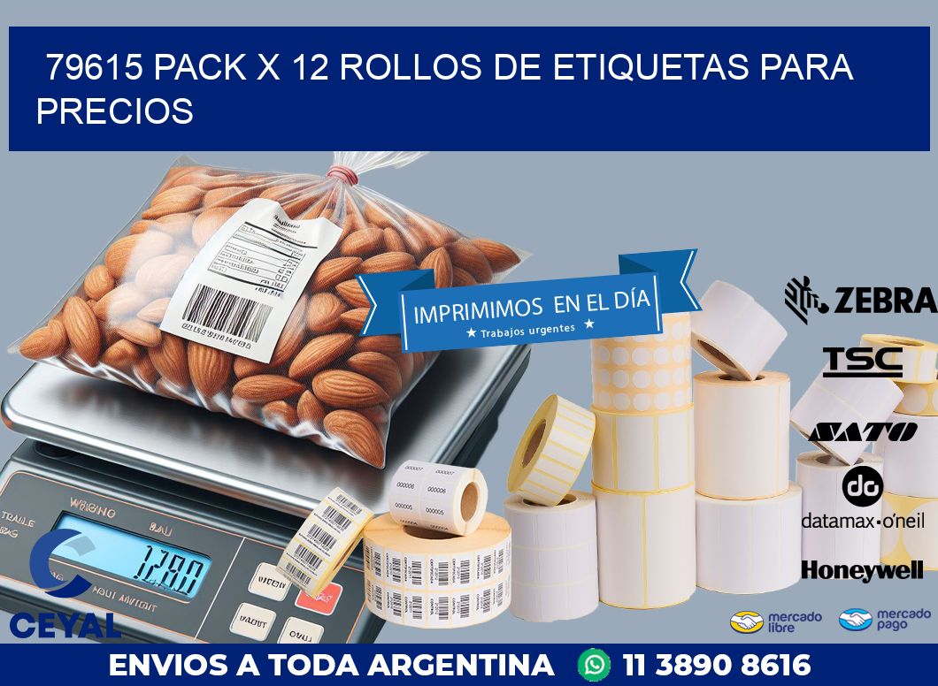 79615 PACK X 12 ROLLOS DE ETIQUETAS PARA PRECIOS