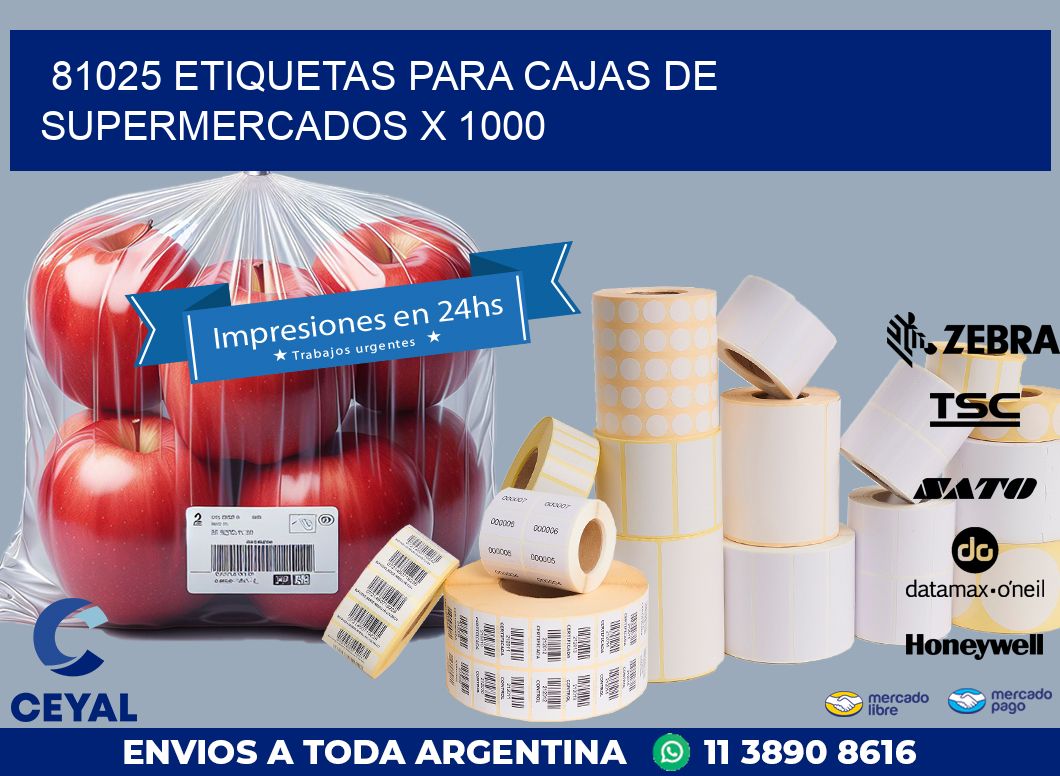 81025 ETIQUETAS PARA CAJAS DE SUPERMERCADOS X 1000