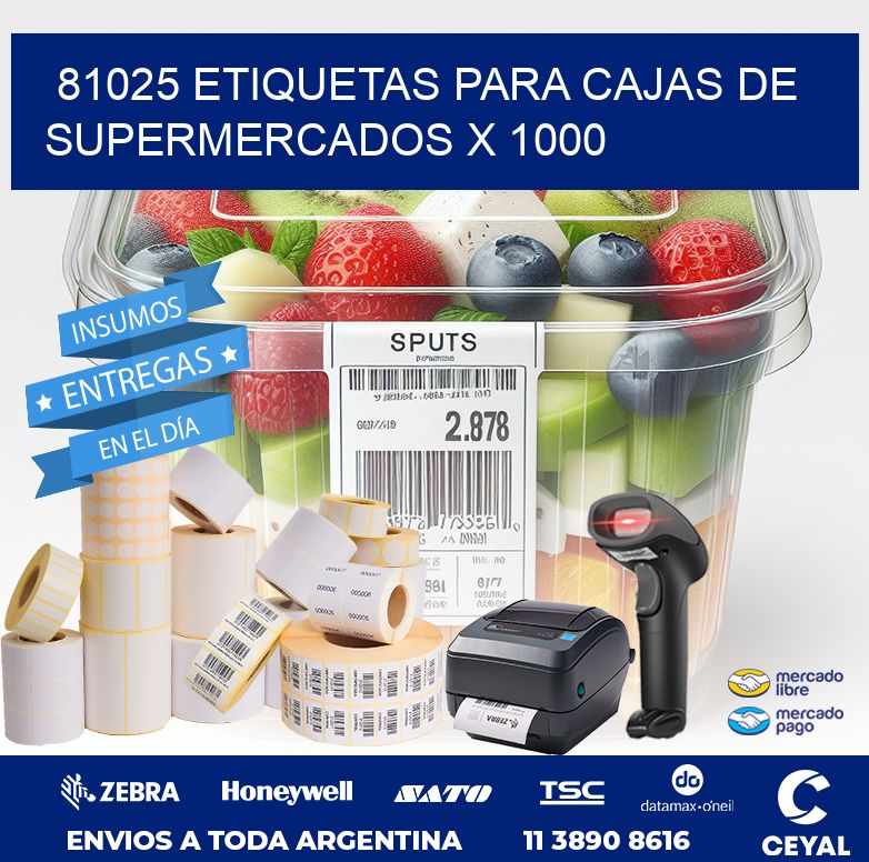 81025 ETIQUETAS PARA CAJAS DE SUPERMERCADOS X 1000