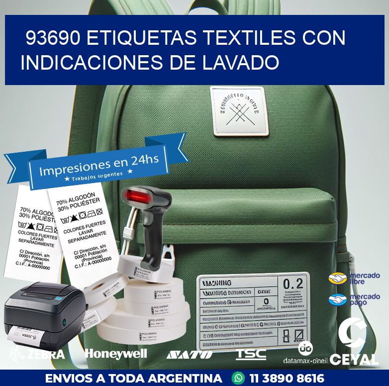 93690 ETIQUETAS TEXTILES CON INDICACIONES DE LAVADO