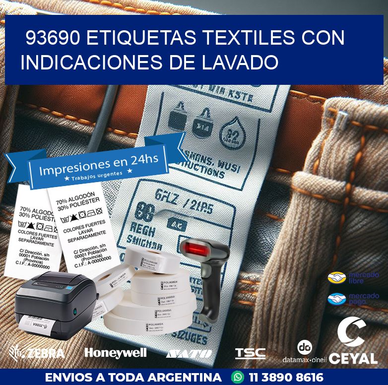 93690 ETIQUETAS TEXTILES CON INDICACIONES DE LAVADO