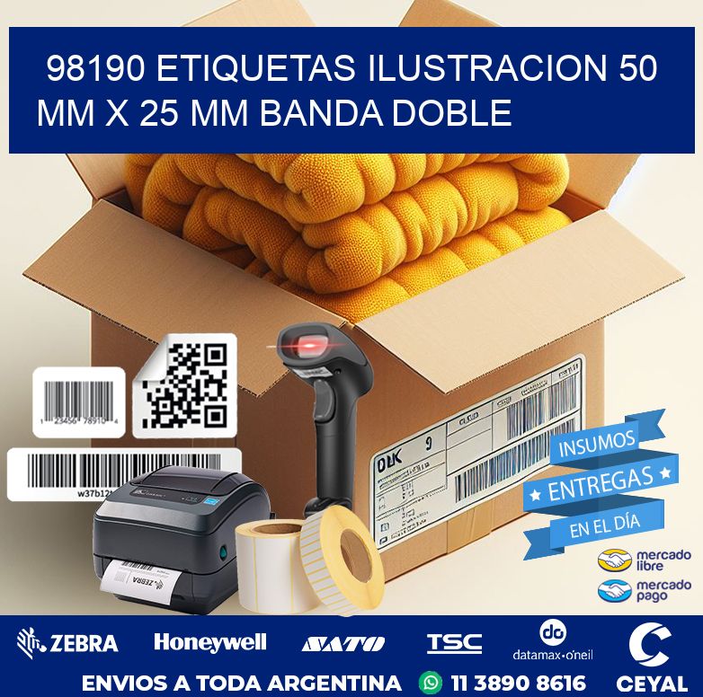 98190 ETIQUETAS ILUSTRACION 50 MM X 25 MM BANDA DOBLE