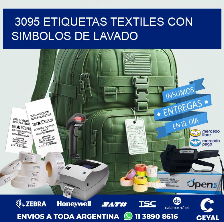 3095 ETIQUETAS TEXTILES CON SIMBOLOS DE LAVADO