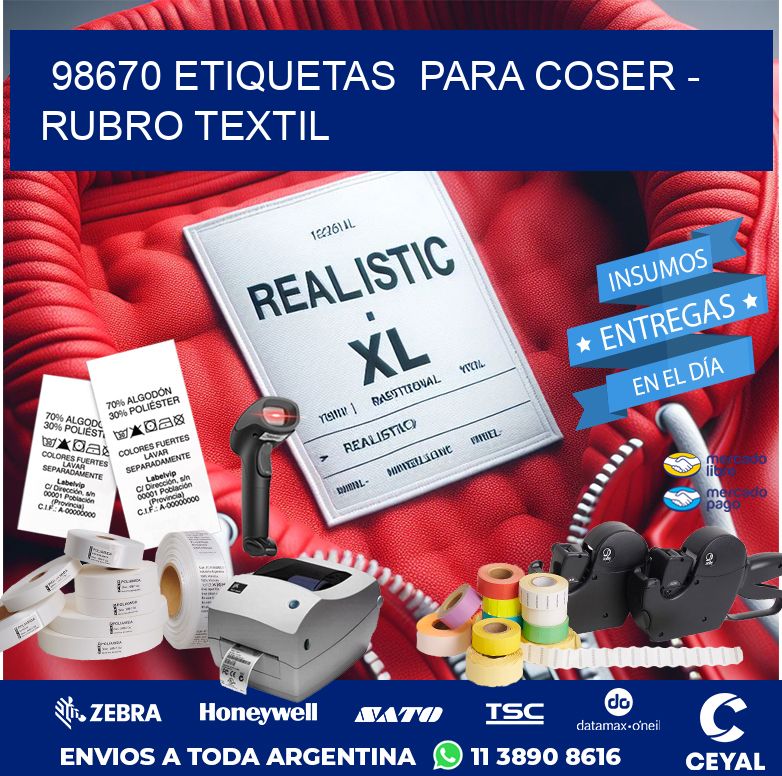 98670 ETIQUETAS  PARA COSER - RUBRO TEXTIL