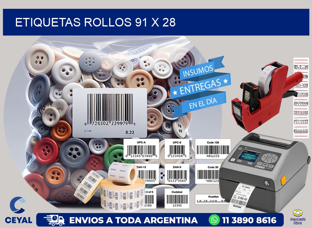 etiquetas rollos 91 x 28