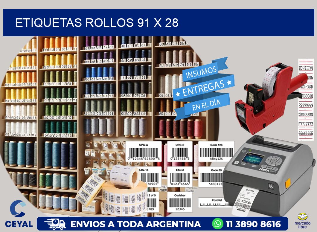 etiquetas rollos 91 x 28