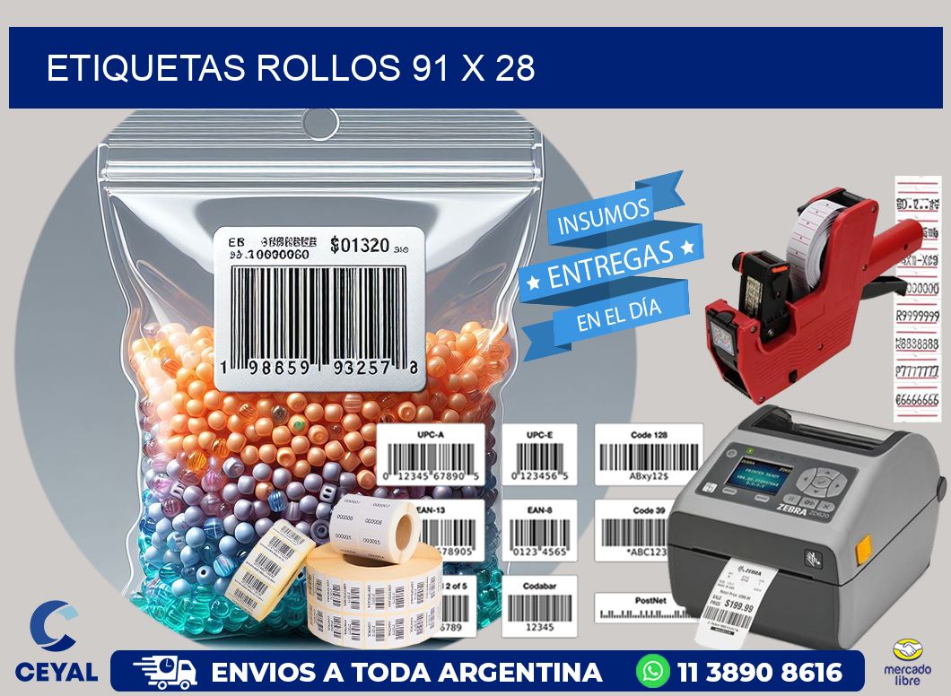 etiquetas rollos 91 x 28