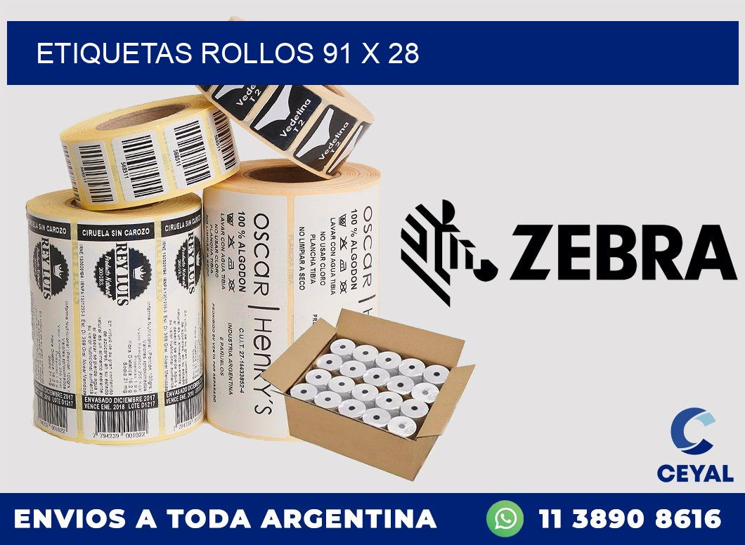 etiquetas rollos 91 x 28