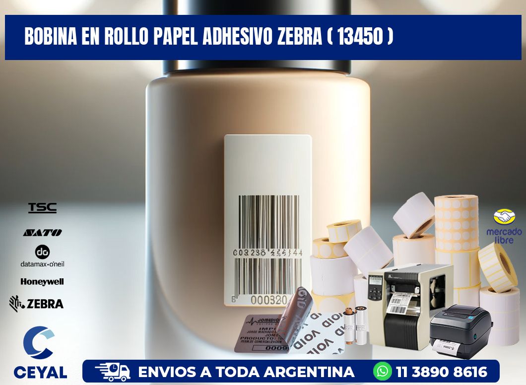 BOBINA EN ROLLO PAPEL ADHESIVO ZEBRA ( 13450 )