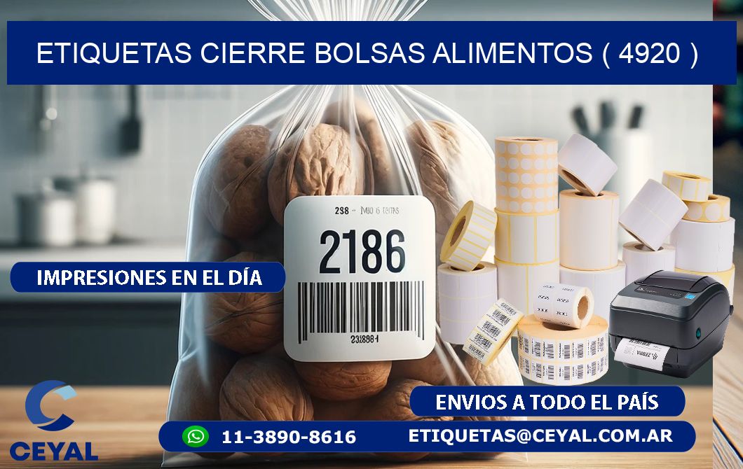 ETIQUETAS CIERRE BOLSAS ALIMENTOS ( 4920 )