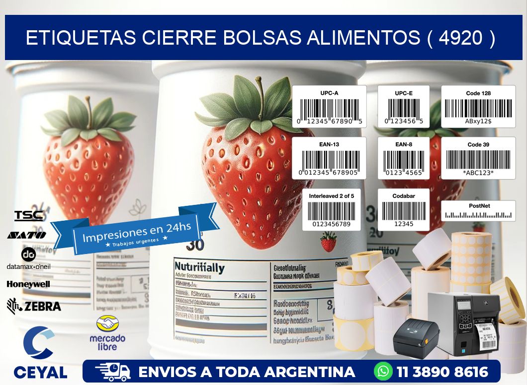 ETIQUETAS CIERRE BOLSAS ALIMENTOS ( 4920 )