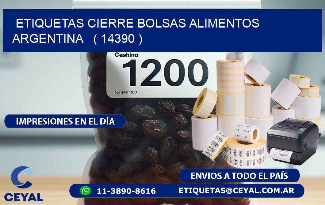 ETIQUETAS CIERRE BOLSAS ALIMENTOS ARGENTINA   ( 14390 )