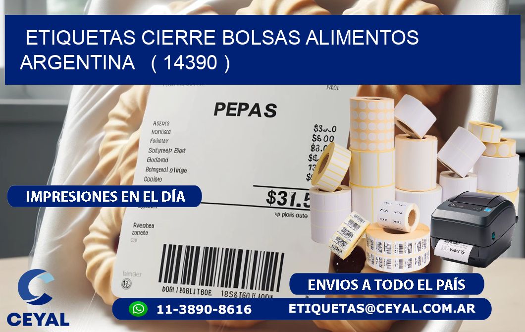 ETIQUETAS CIERRE BOLSAS ALIMENTOS ARGENTINA   ( 14390 )