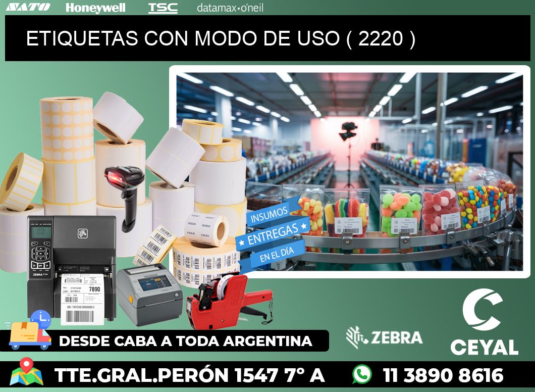 ETIQUETAS CON MODO DE USO ( 2220 )