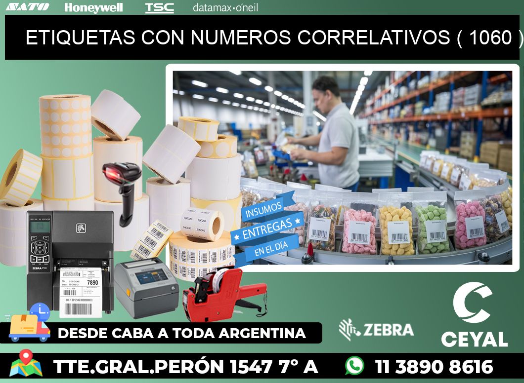 ETIQUETAS CON NUMEROS CORRELATIVOS ( 1060 )