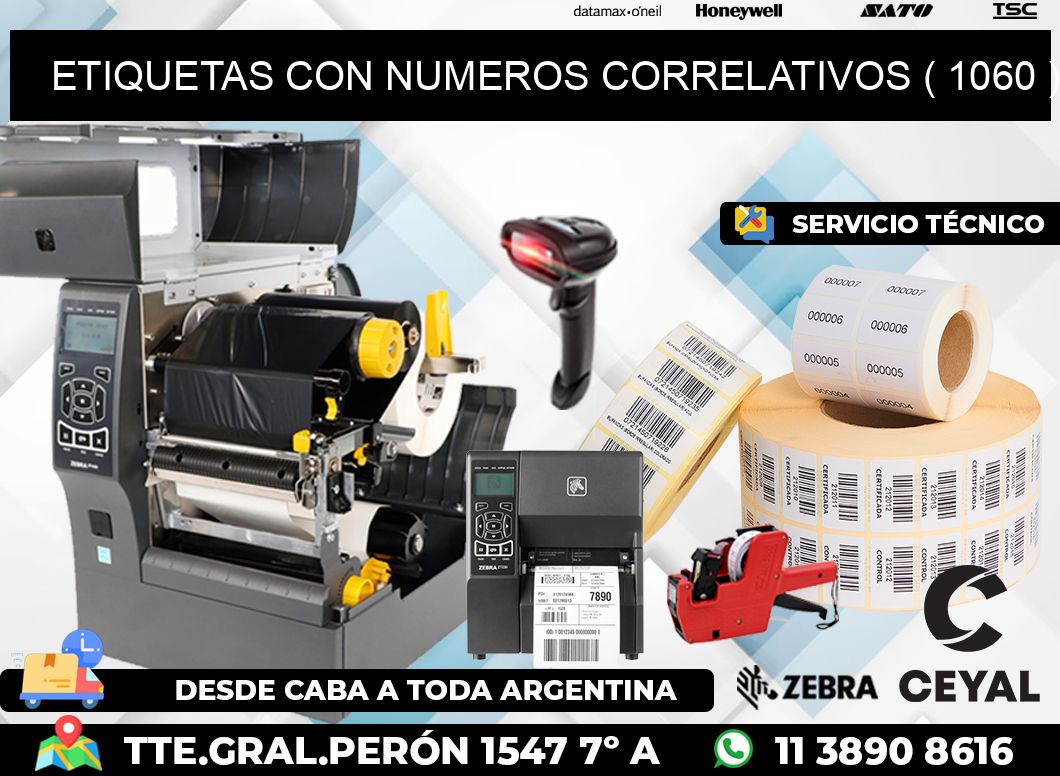 ETIQUETAS CON NUMEROS CORRELATIVOS ( 1060 )
