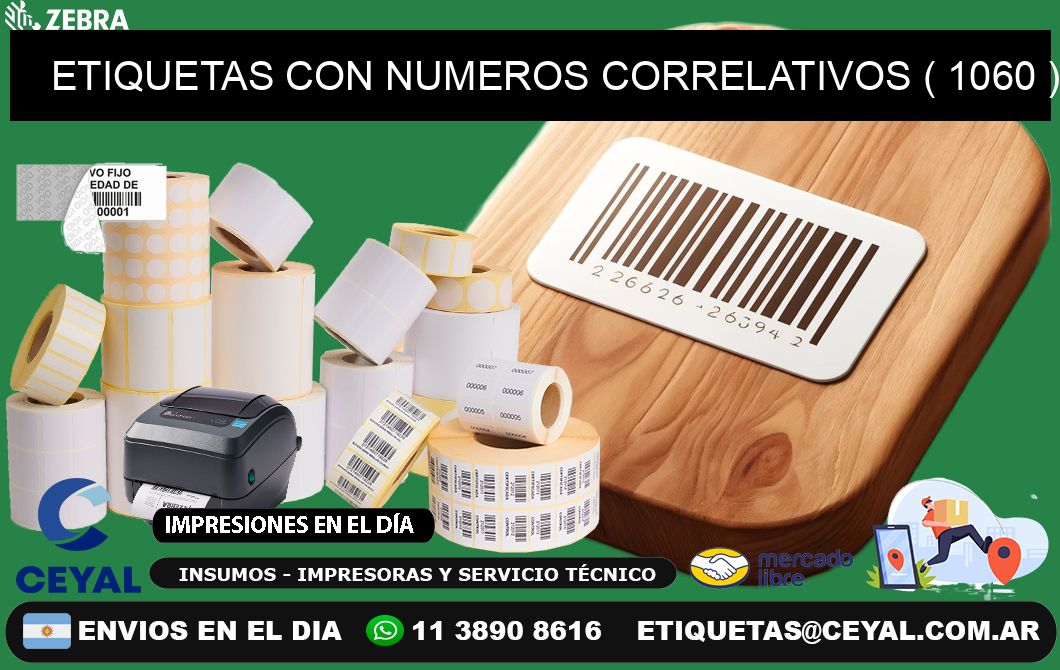 ETIQUETAS CON NUMEROS CORRELATIVOS ( 1060 )