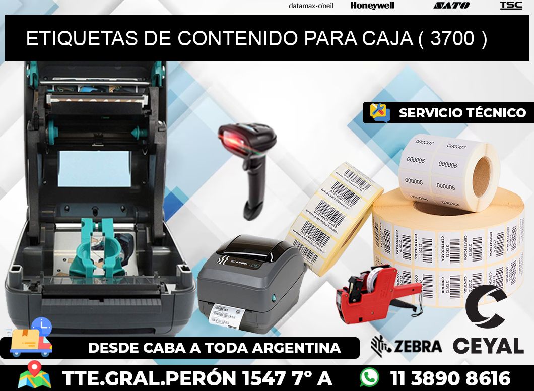 ETIQUETAS DE CONTENIDO PARA CAJA ( 3700 )