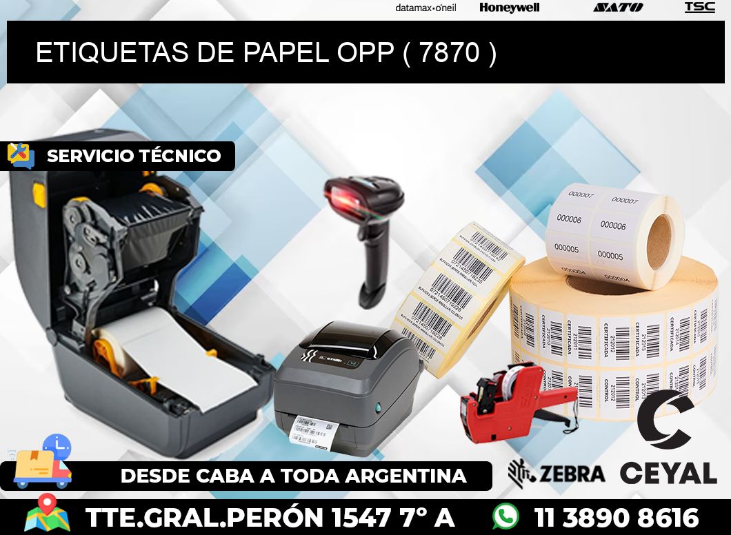 ETIQUETAS DE PAPEL OPP ( 7870 )