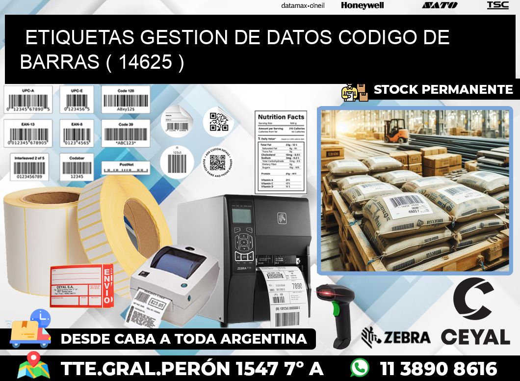 ETIQUETAS GESTION DE DATOS CODIGO DE BARRAS ( 14625 )
