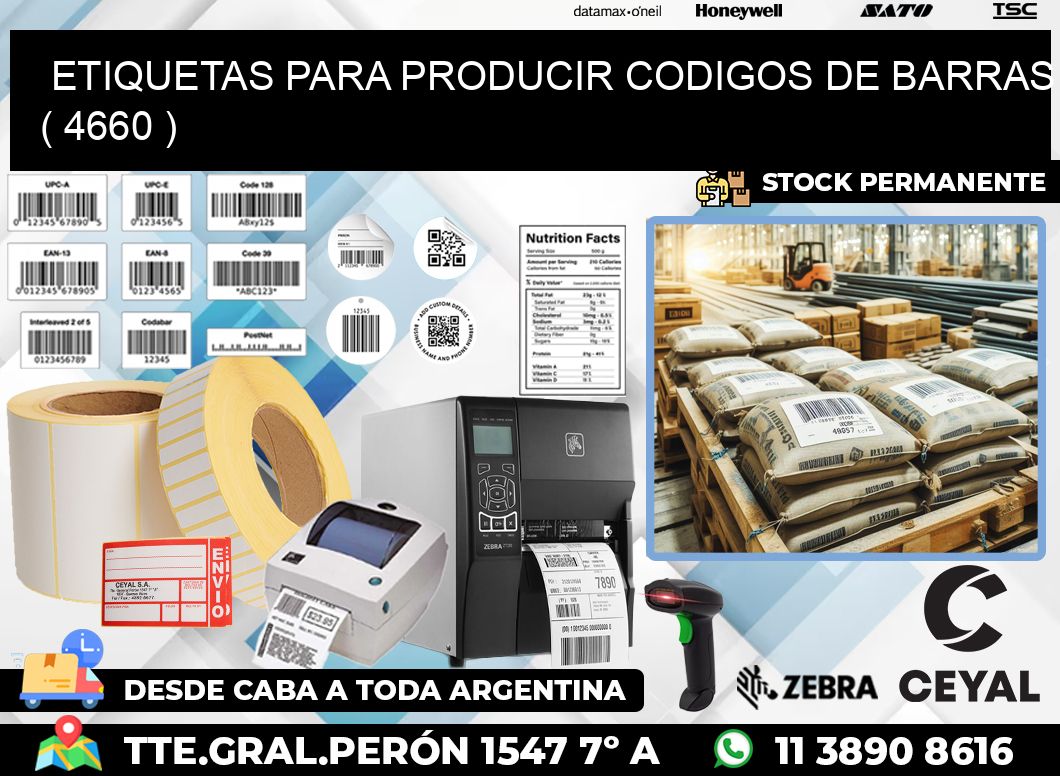 ETIQUETAS PARA PRODUCIR CODIGOS DE BARRAS ( 4660 )