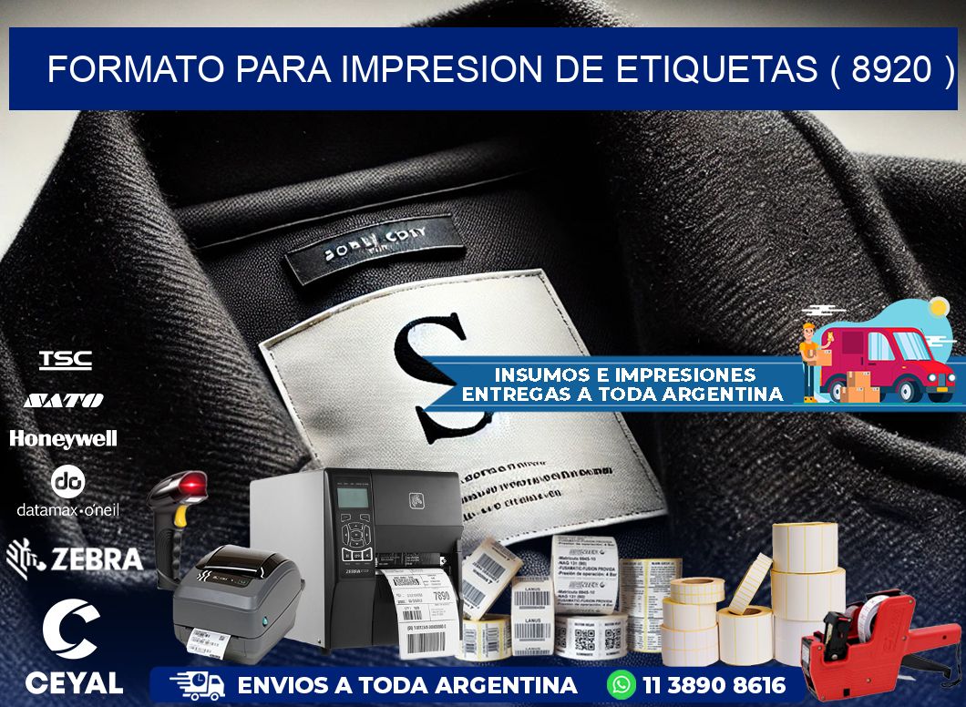 FORMATO PARA IMPRESION DE ETIQUETAS ( 8920 )