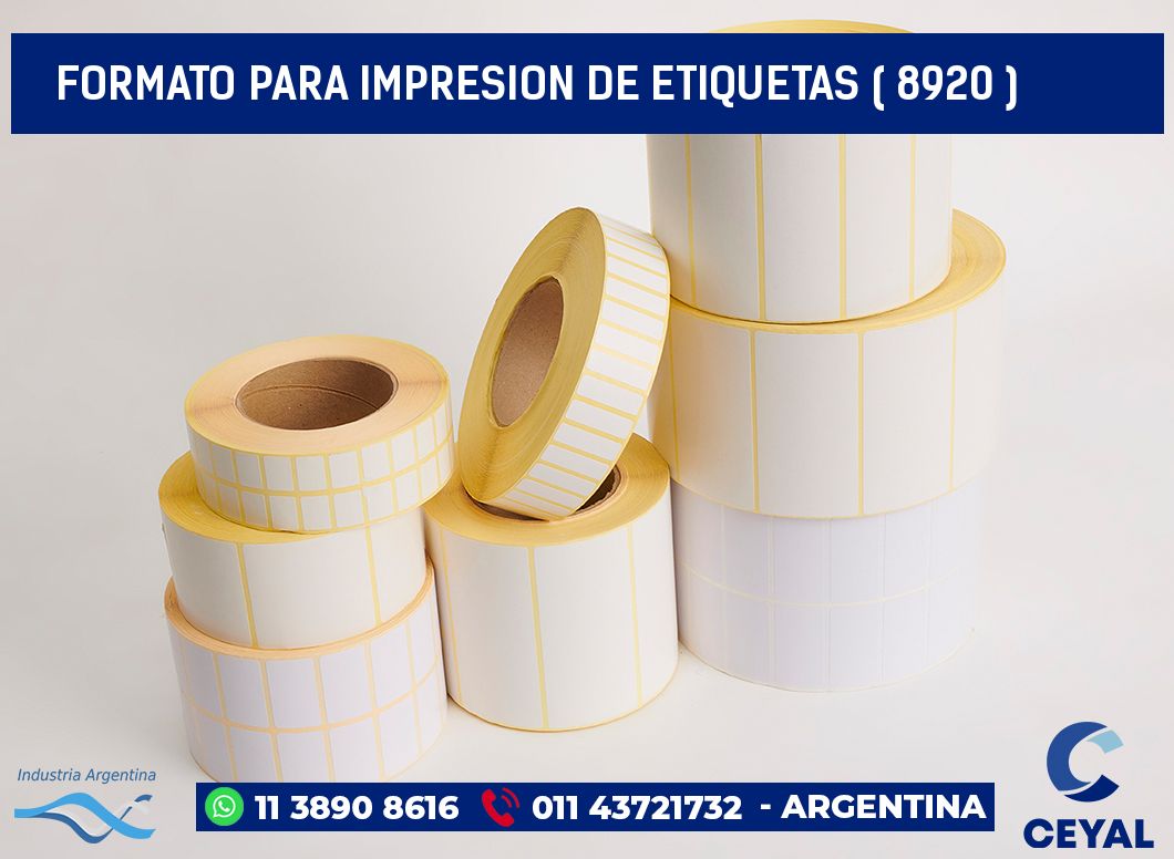 FORMATO PARA IMPRESION DE ETIQUETAS ( 8920 )
