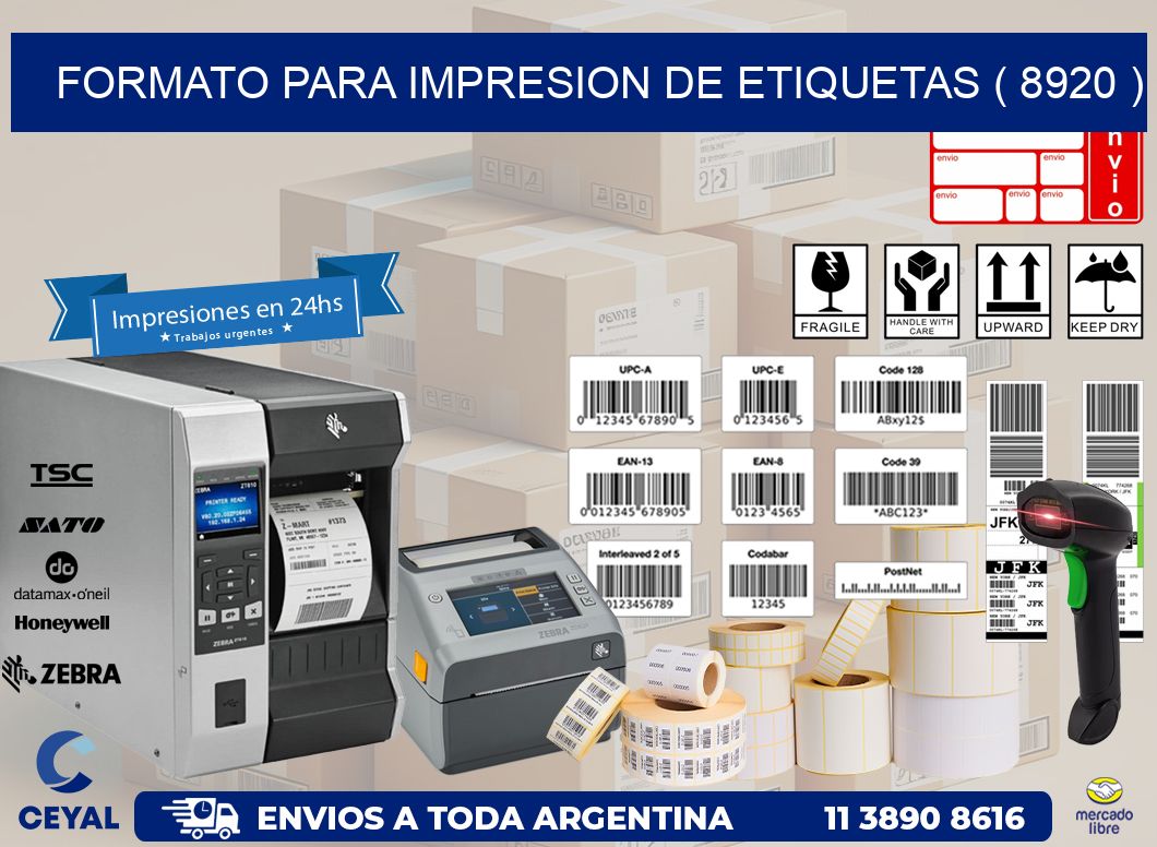 FORMATO PARA IMPRESION DE ETIQUETAS ( 8920 )