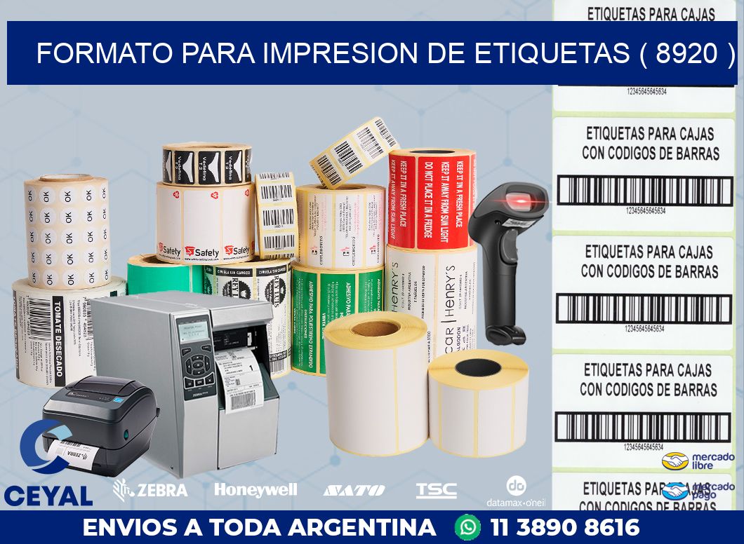 FORMATO PARA IMPRESION DE ETIQUETAS ( 8920 )