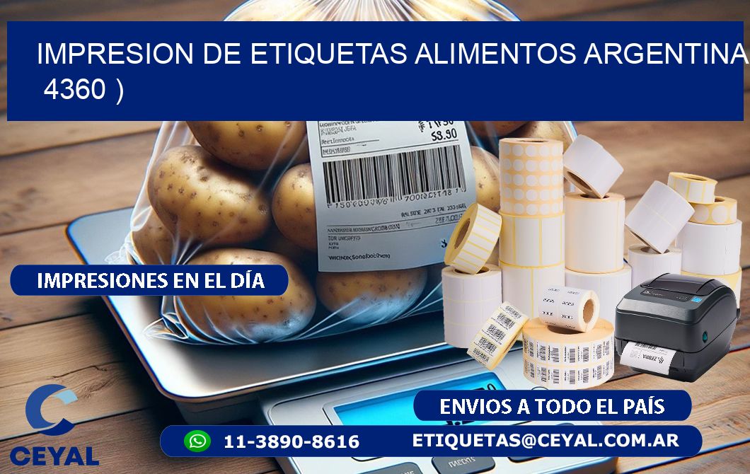 IMPRESION DE ETIQUETAS ALIMENTOS ARGENTINA   4360 )