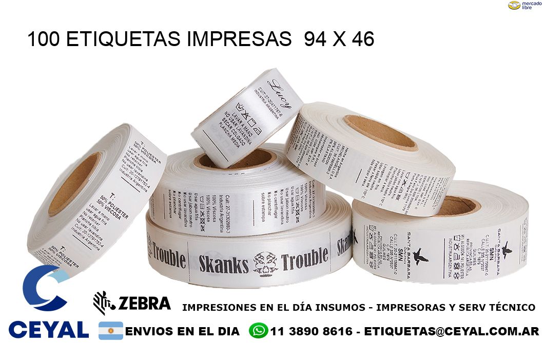 100 ETIQUETAS IMPRESAS  94 x 46