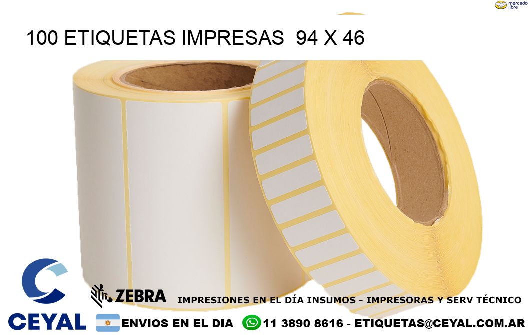 100 ETIQUETAS IMPRESAS  94 x 46