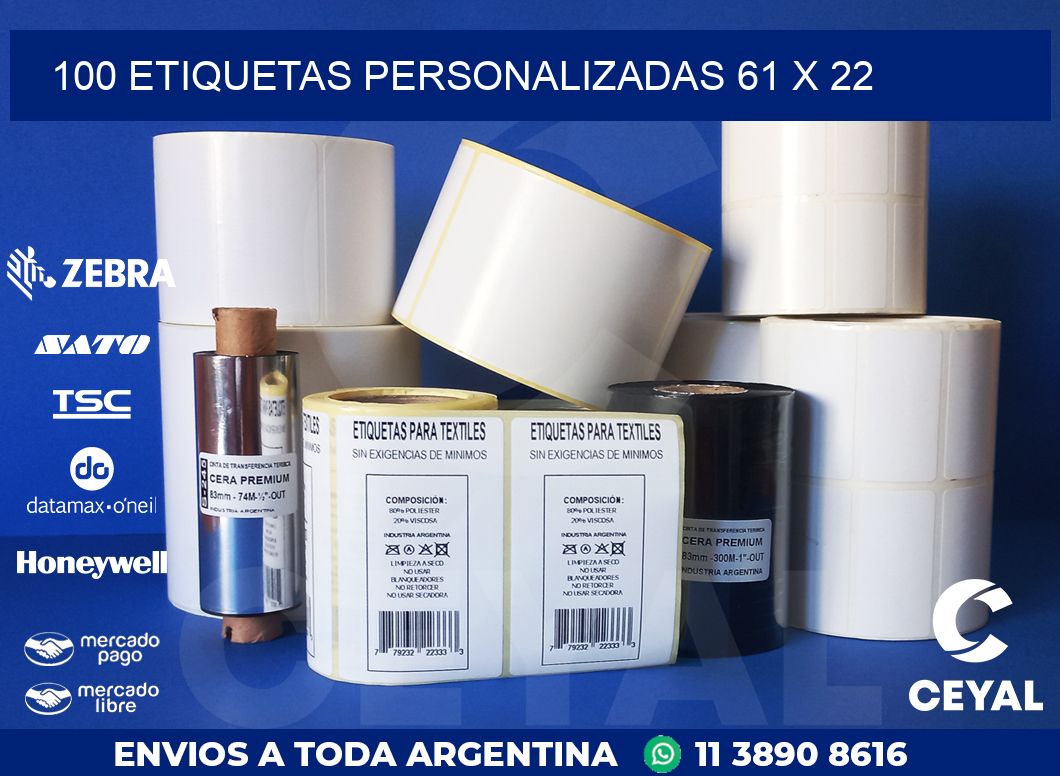 100 ETIQUETAS PERSONALIZADAS 61 x 22