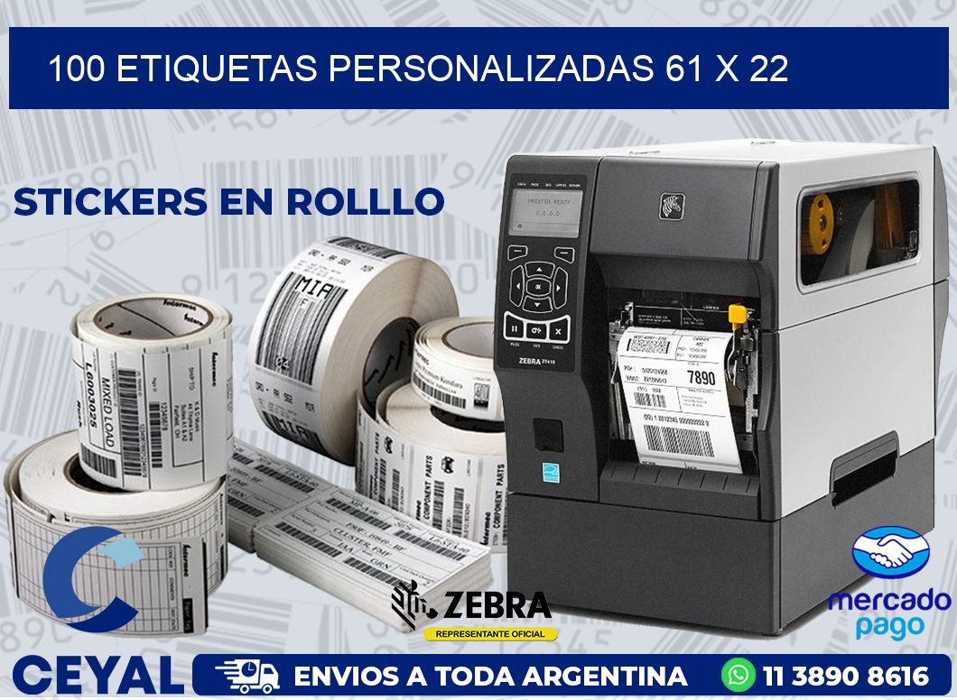 100 ETIQUETAS PERSONALIZADAS 61 x 22
